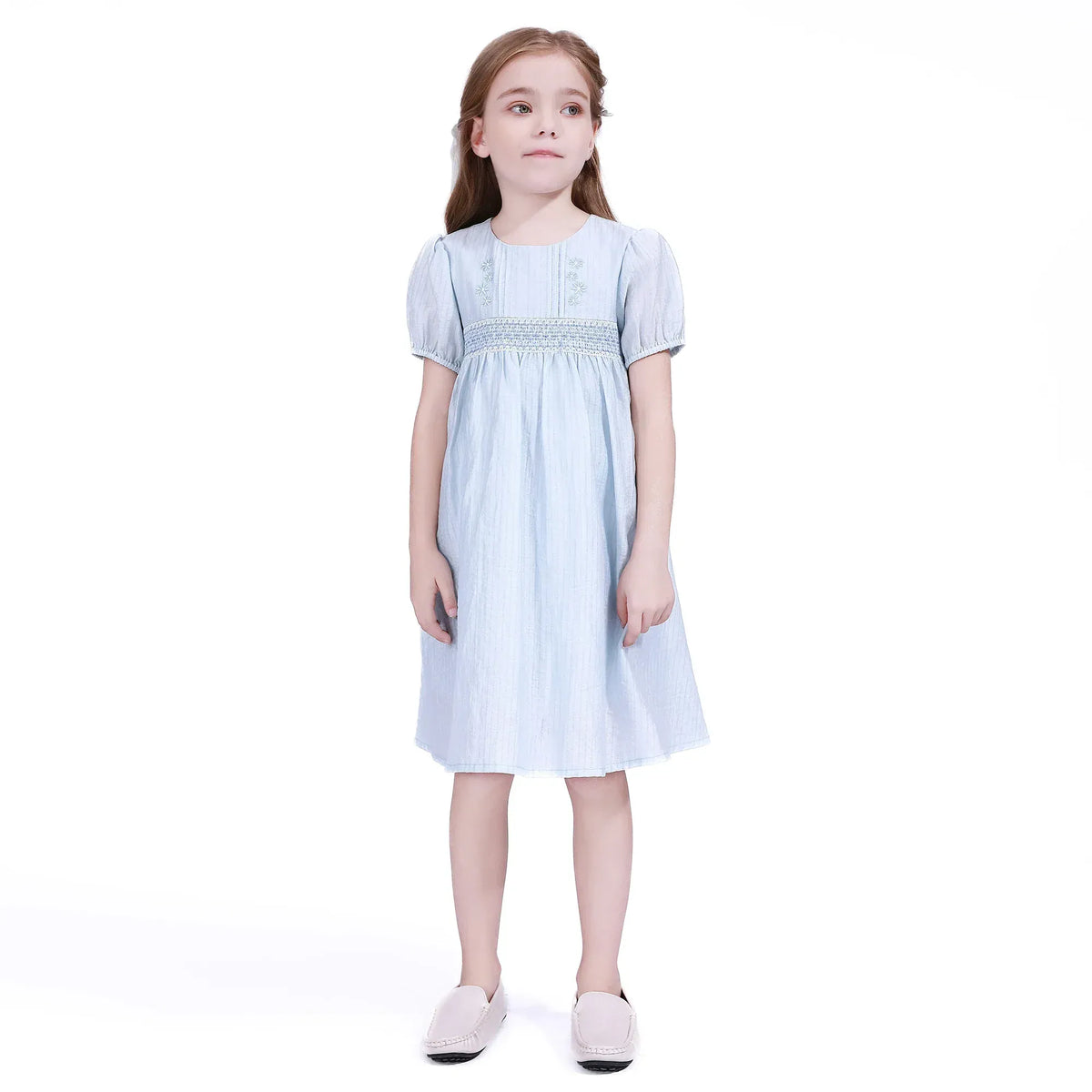 Light Blue Floral Dress for Girls Image