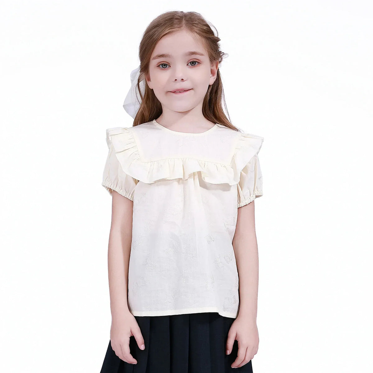 Light Beige Jacquard Blouse for Girls Image
