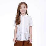 White Floral Shirt for Girls Image