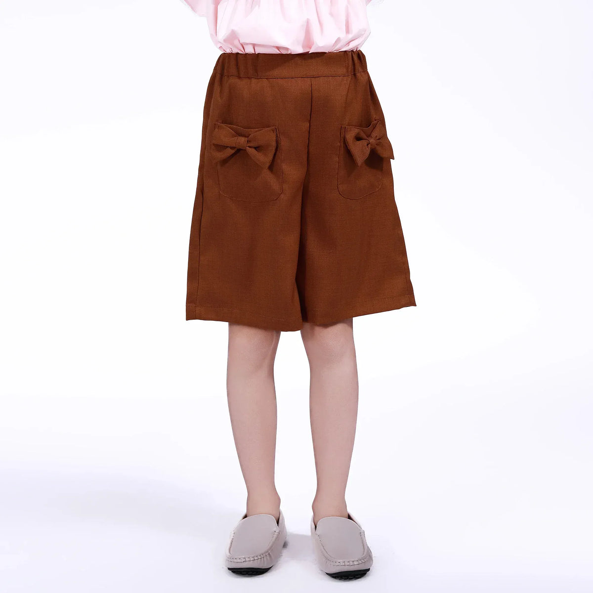 Brown Solid Shorts for Girls Image