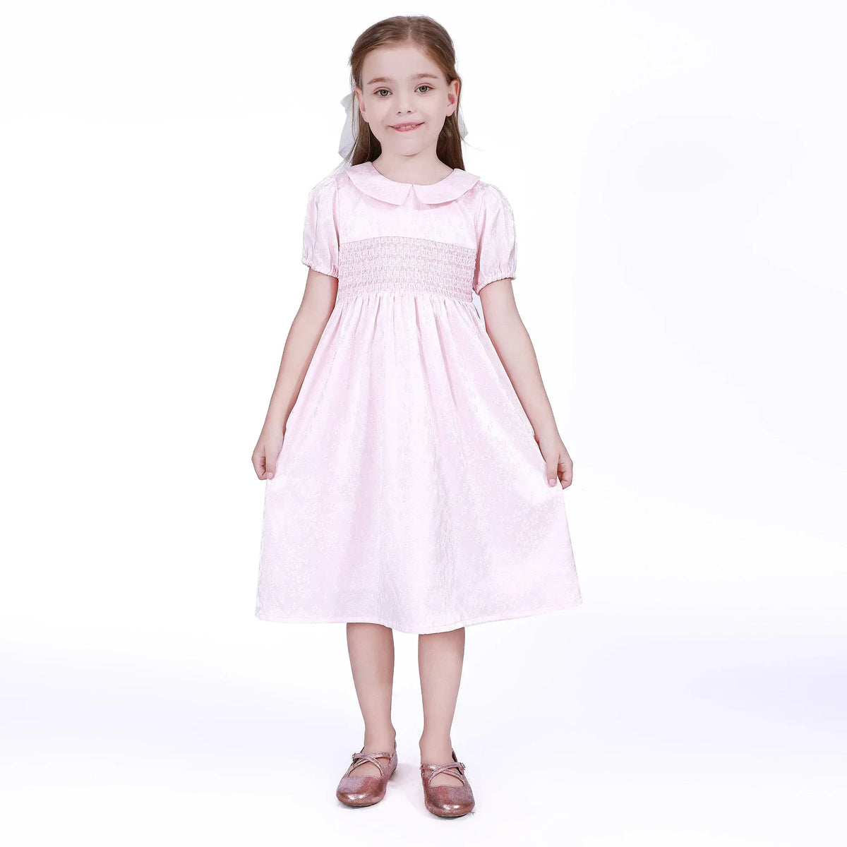 Light Pink Floral Dress for Girls Image