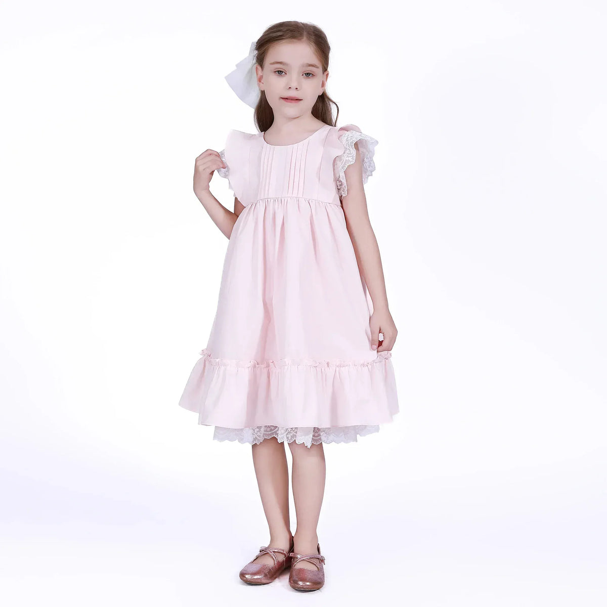 Light Pink Laced Dress for Girls Image