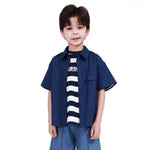 Navy Plain Shirt for Boys Image