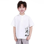 White Printed Blouse for Boys Image