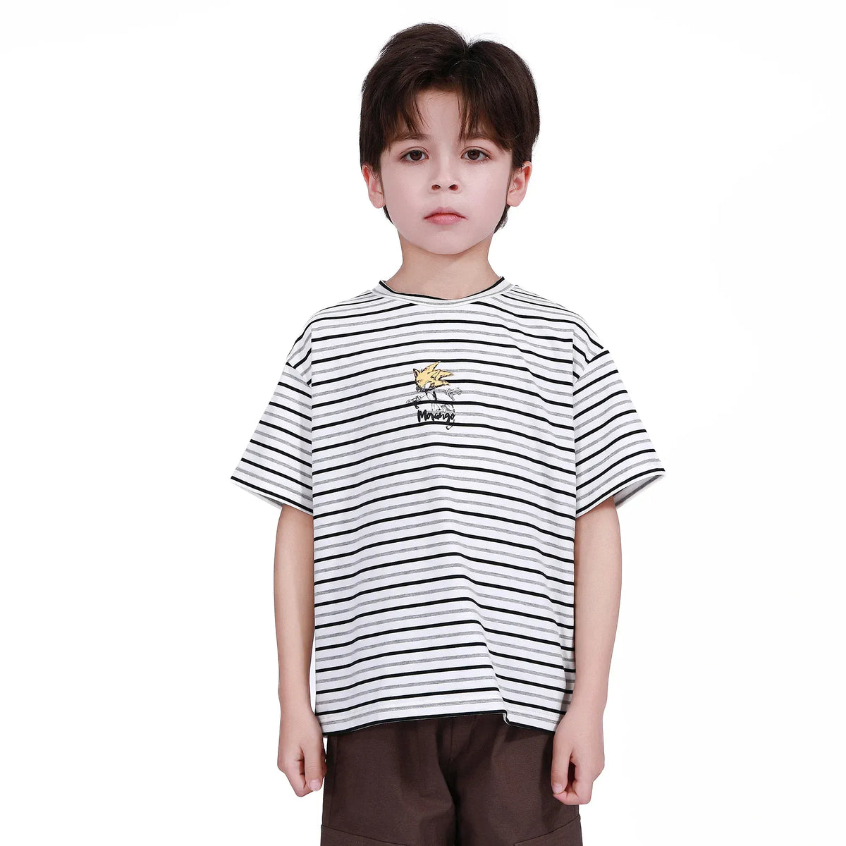 White Striped T.Shirt for Boys Image