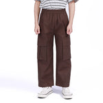 Coffee Plain Pants for Boys Image