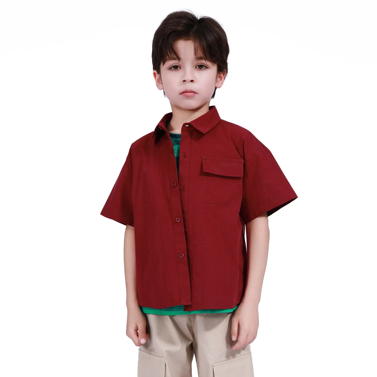Maroon Embroidery Shirt for Boys Image