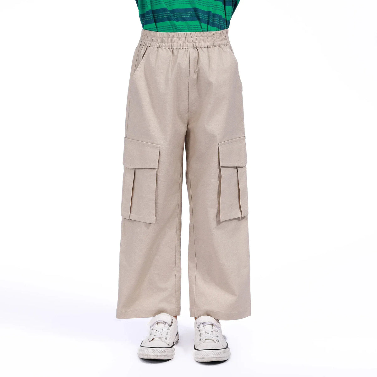 Beige Plain Pants for Boys Image