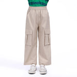 Beige Plain Pants for Boys Image