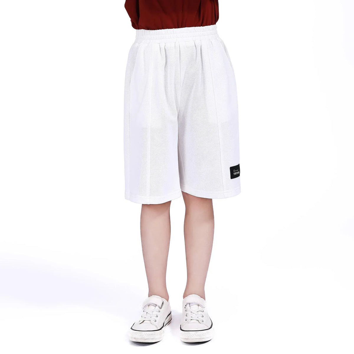 White Badge Shorts for Boys Image