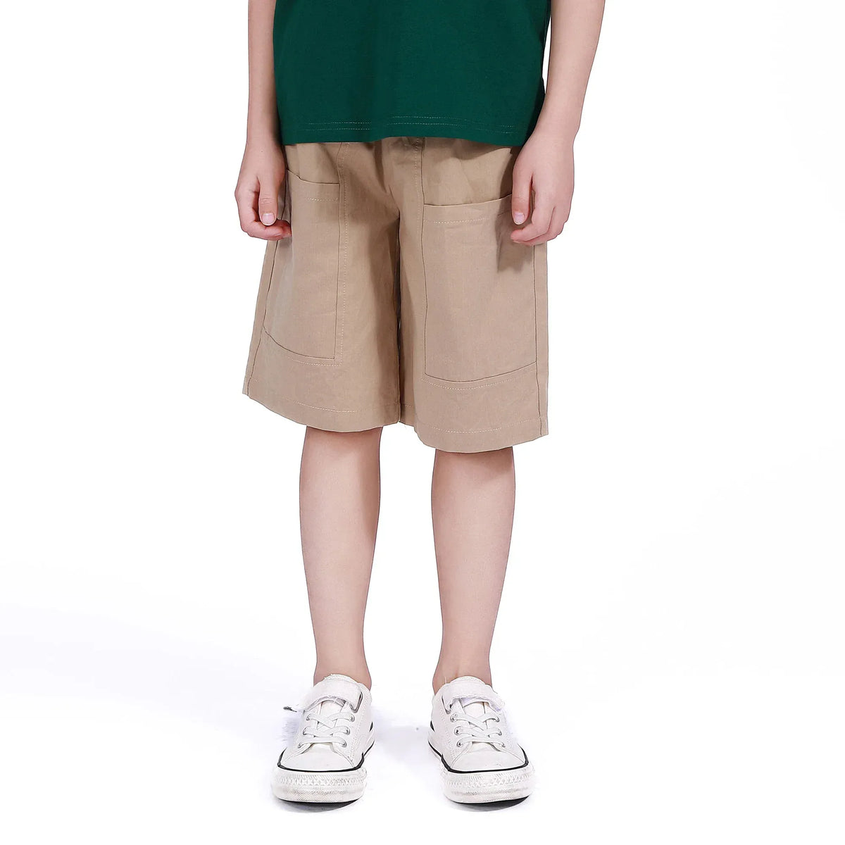 Khaki Plain Shorts for Boys Image
