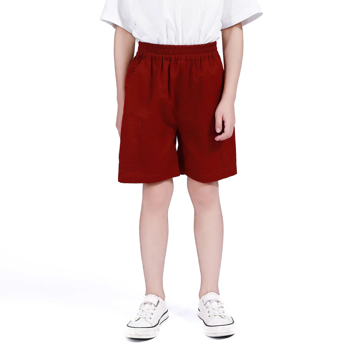 Maroon Plain Shorts for Boys Image
