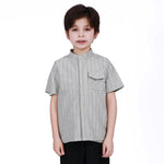 Grey Green Striped Shirt for Boys Image