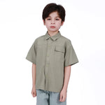 Army Green Printed Shirt for Boys Image