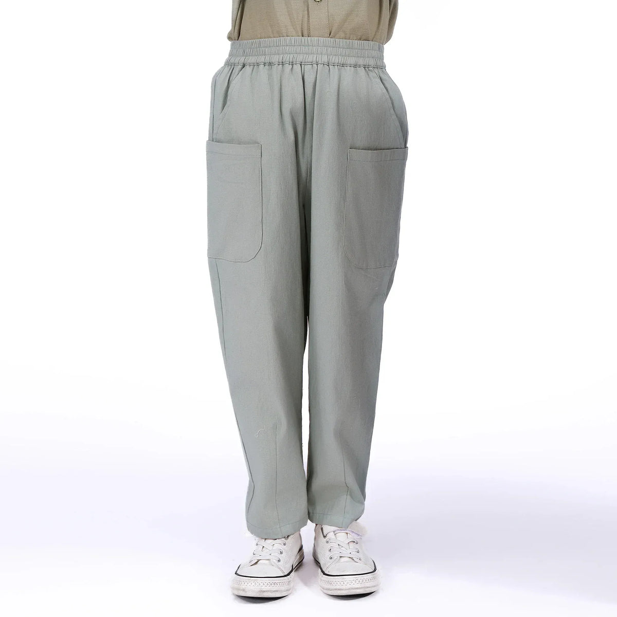 Green Plain Pants for Boys Image