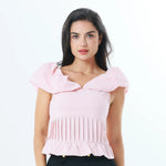 Pink Quilting Fashion Blouse For Women Image