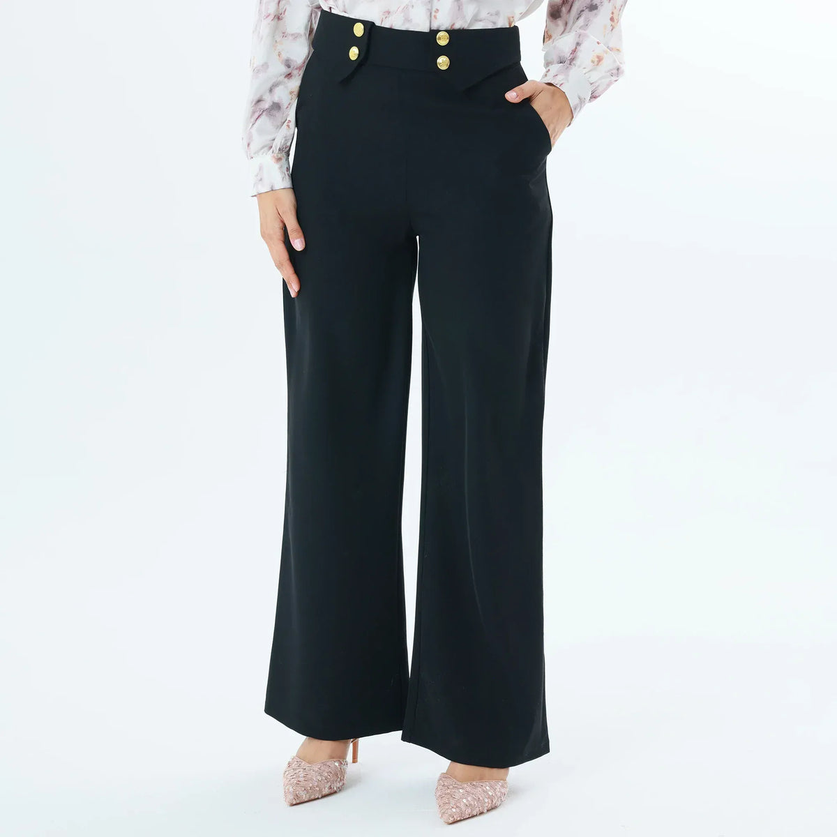 Black Plain Fashion Pants For Women Image