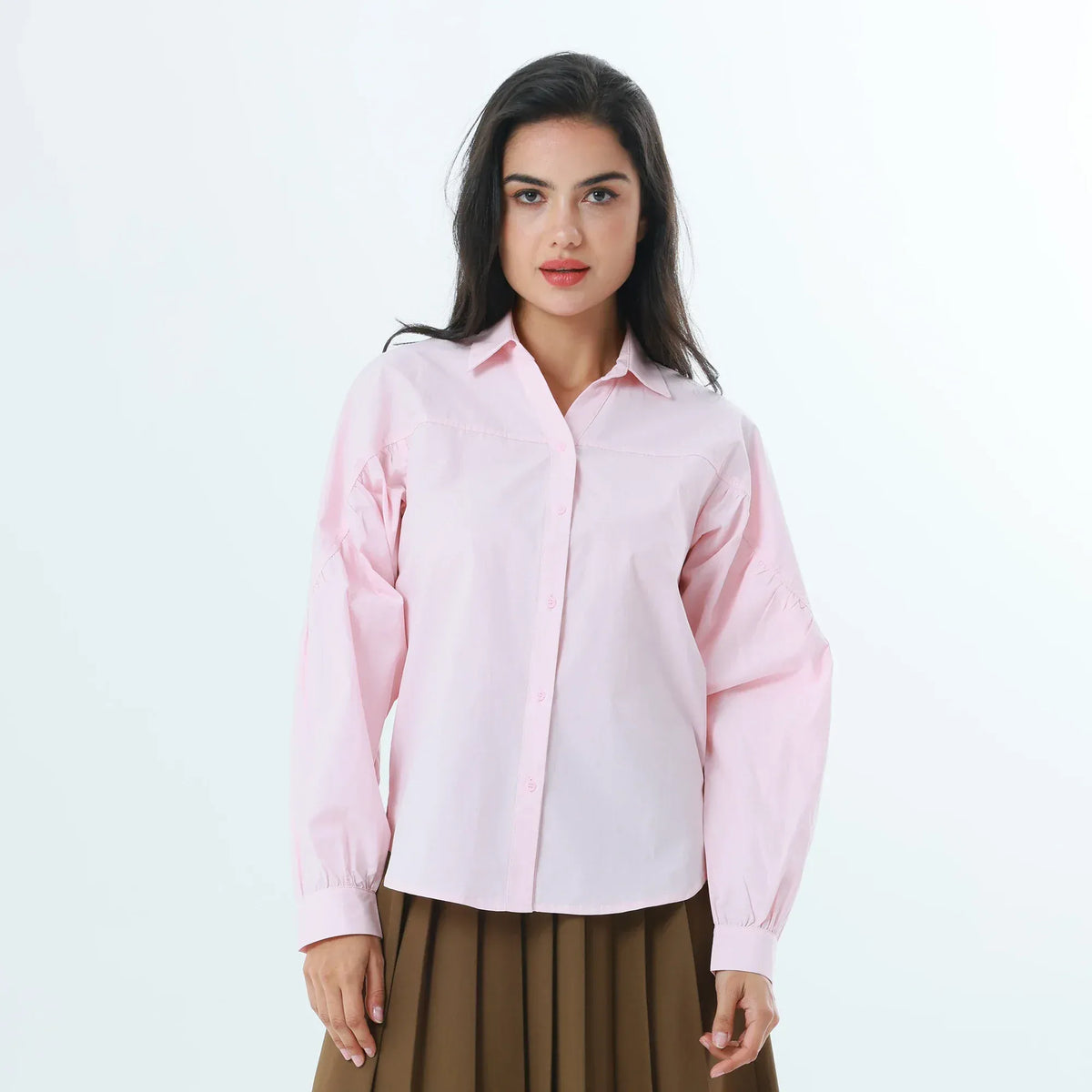 Pink Plain Fashion Shirt For Women Image