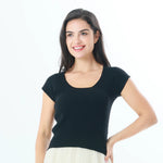 Black Plain Fashion T-Shirt For Women Image