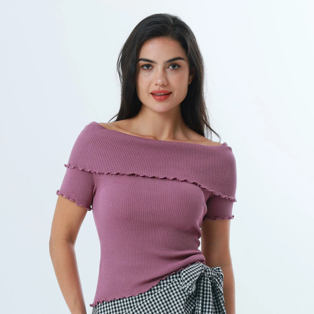 Purple Plain Fashion Sweater For Women Image