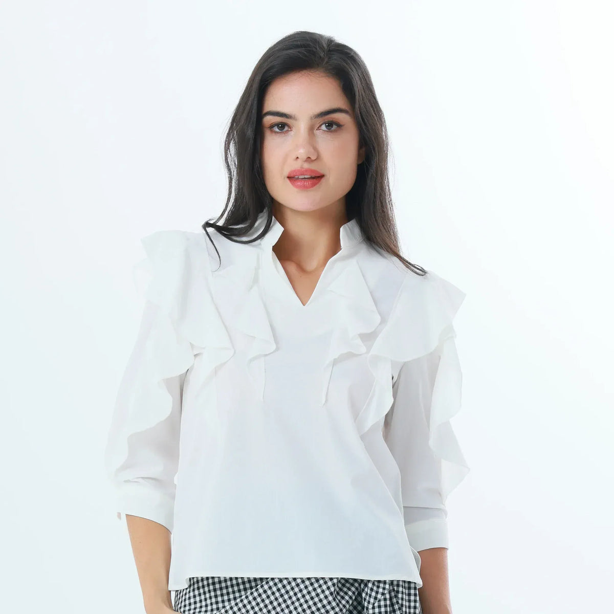 White Plain Fashion Blouse For Women Image