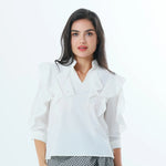 White Plain Fashion Blouse For Women Image