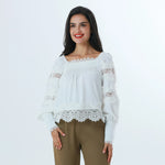 White Laced Fashion Blouse For Women Image