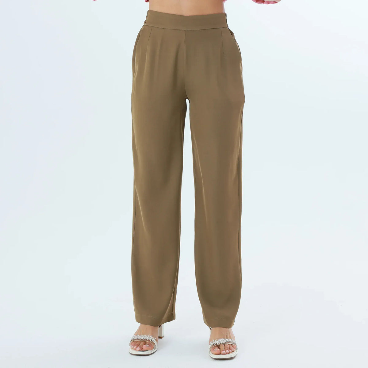 Brown Plain Fashion Pants For Women Image