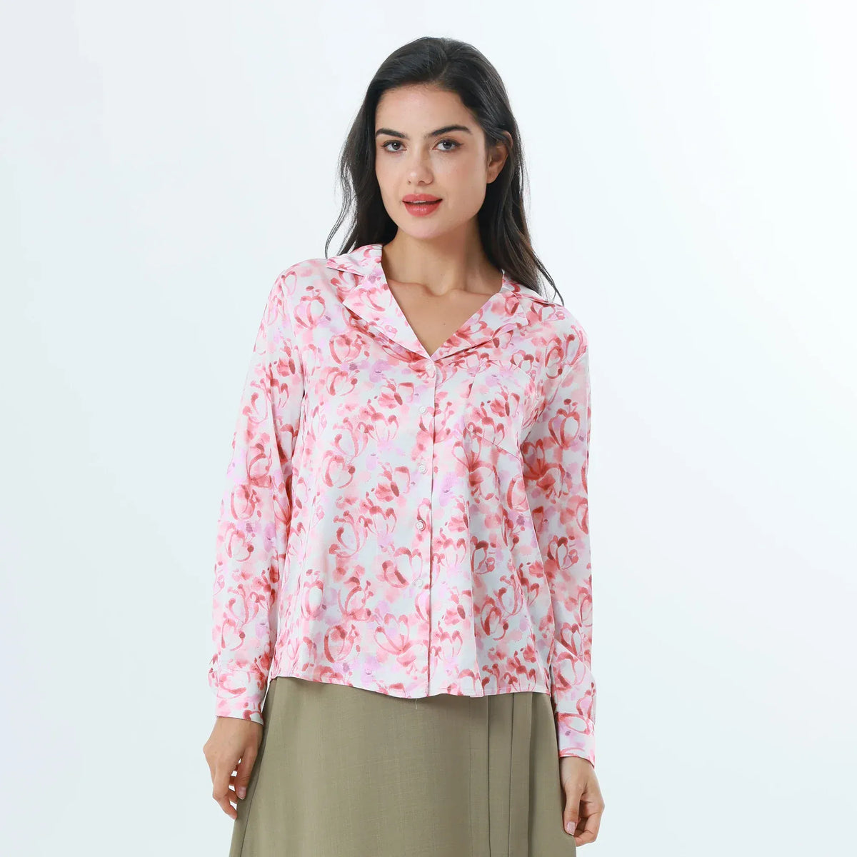 Pink Floral Fashion Shirt For Women Image