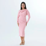 Pink Plain Fashion Dress For Women Image