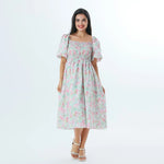 Light Green Floral Fashion Dress For Women Image
