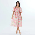 Pink Floral Fashion Dress For Women Image