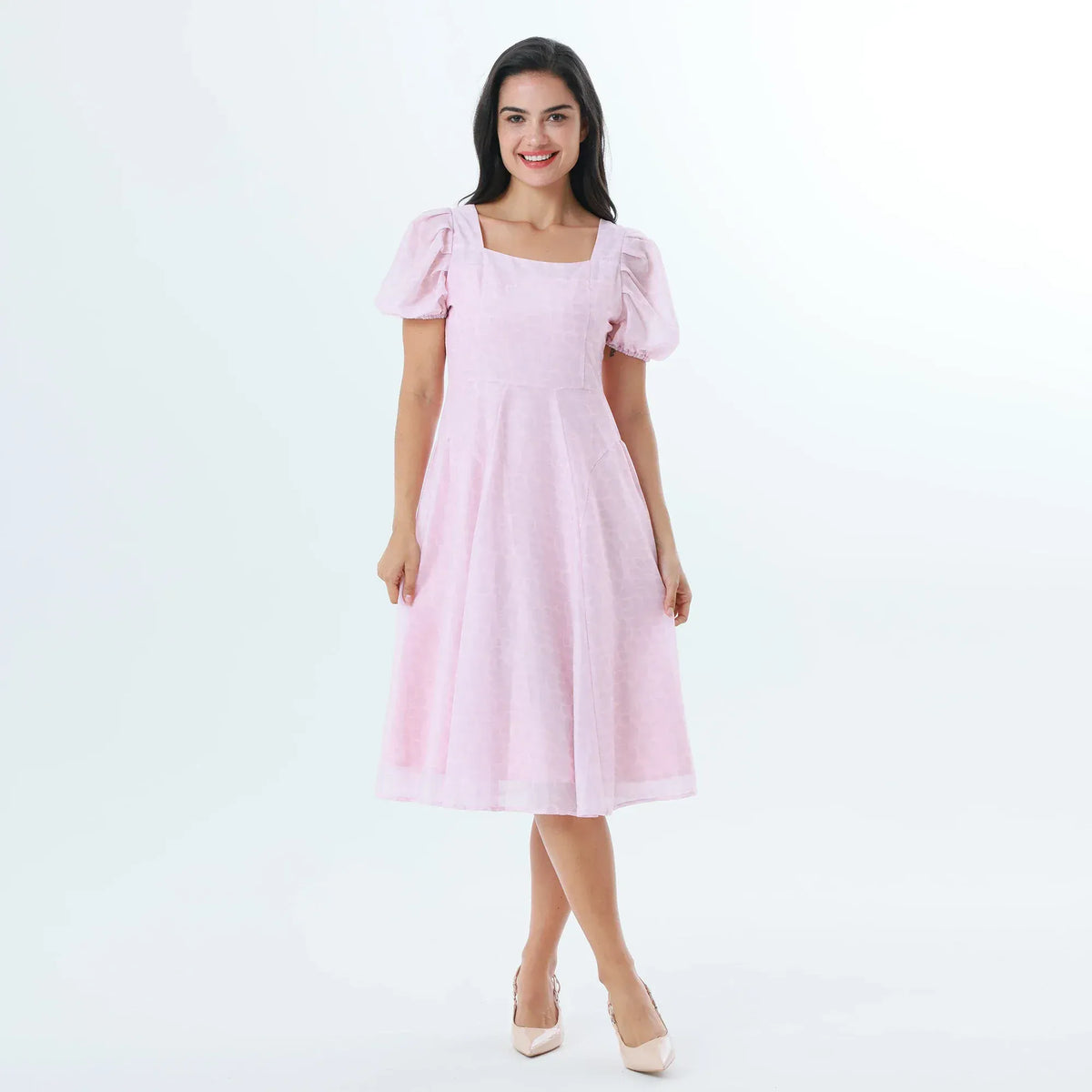 Pink Floral Fashion Dress For Women Image