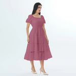 Purple Red Quilting Fashion Dress For Women Image