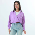 Purple Color-Blocked Fashion Blouse For Women Image