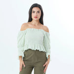 Light Green Striped Fashion Blouse For Women Image
