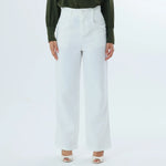 Off White Plain Fashion Pants For Women Image