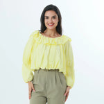 Light Yellow Plain Fashion Blouse For Women Image