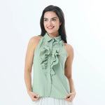 Green Plain Fashion Shirt For Women Image