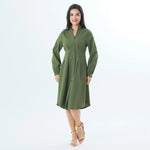 Army Green Plain Fashion Dress For Women Image