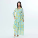 Yellow Floral Fashion Dress For Women Image