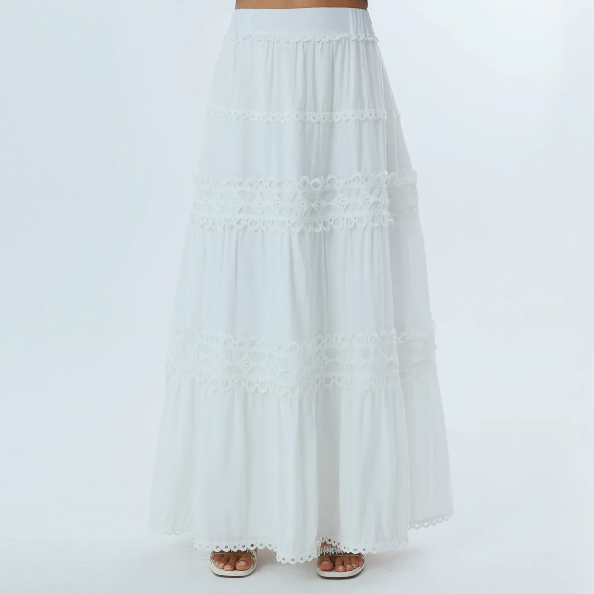 White Laced Fashion Skirt For Women Image