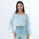 Blue Quilting Fashion Blouse For Women Image