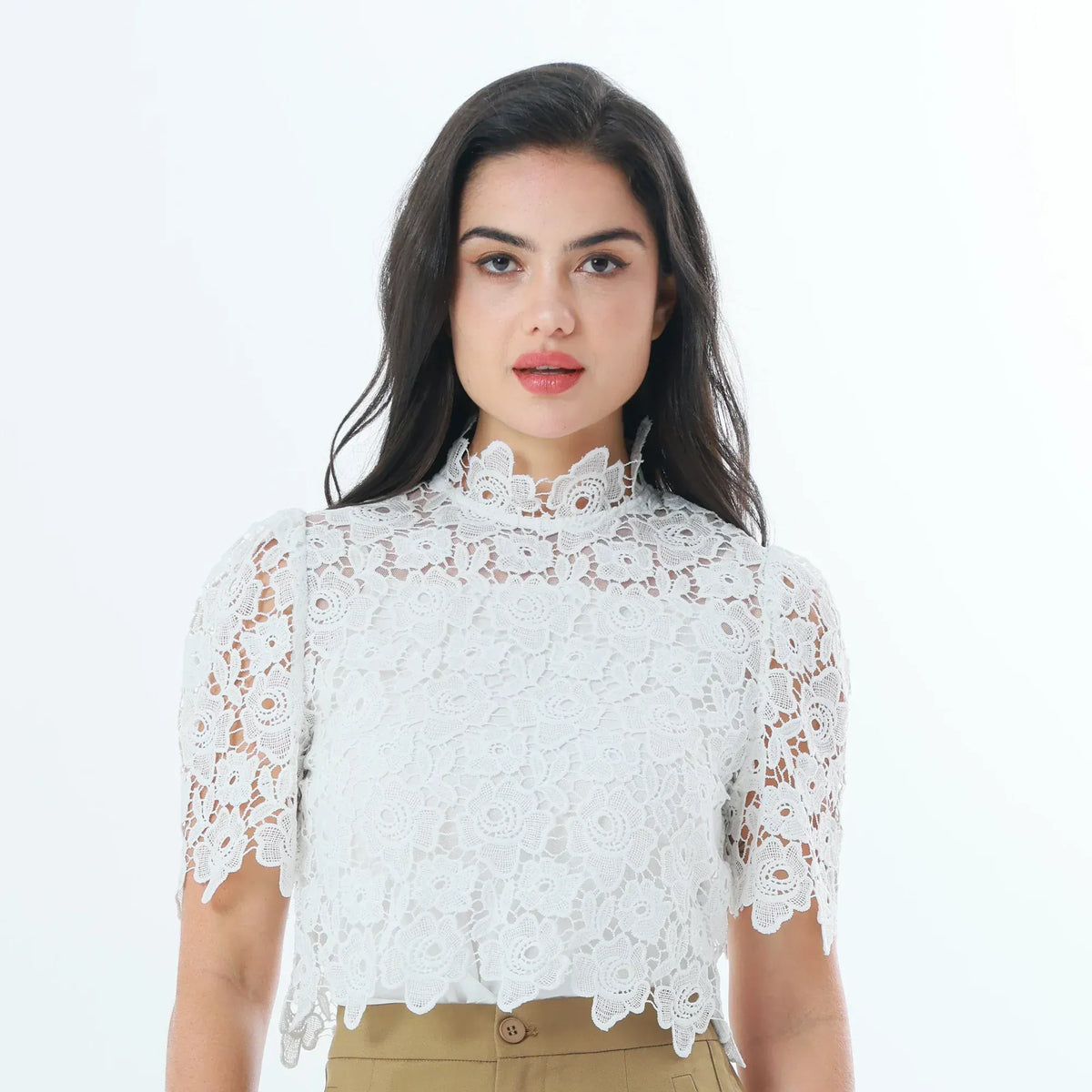White Floral Fashion Blouse For Women Image