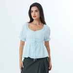 Blue Embroidery Fashion Blouse For Women Image
