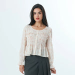 Beige Floral Fashion Blouse For Women Image