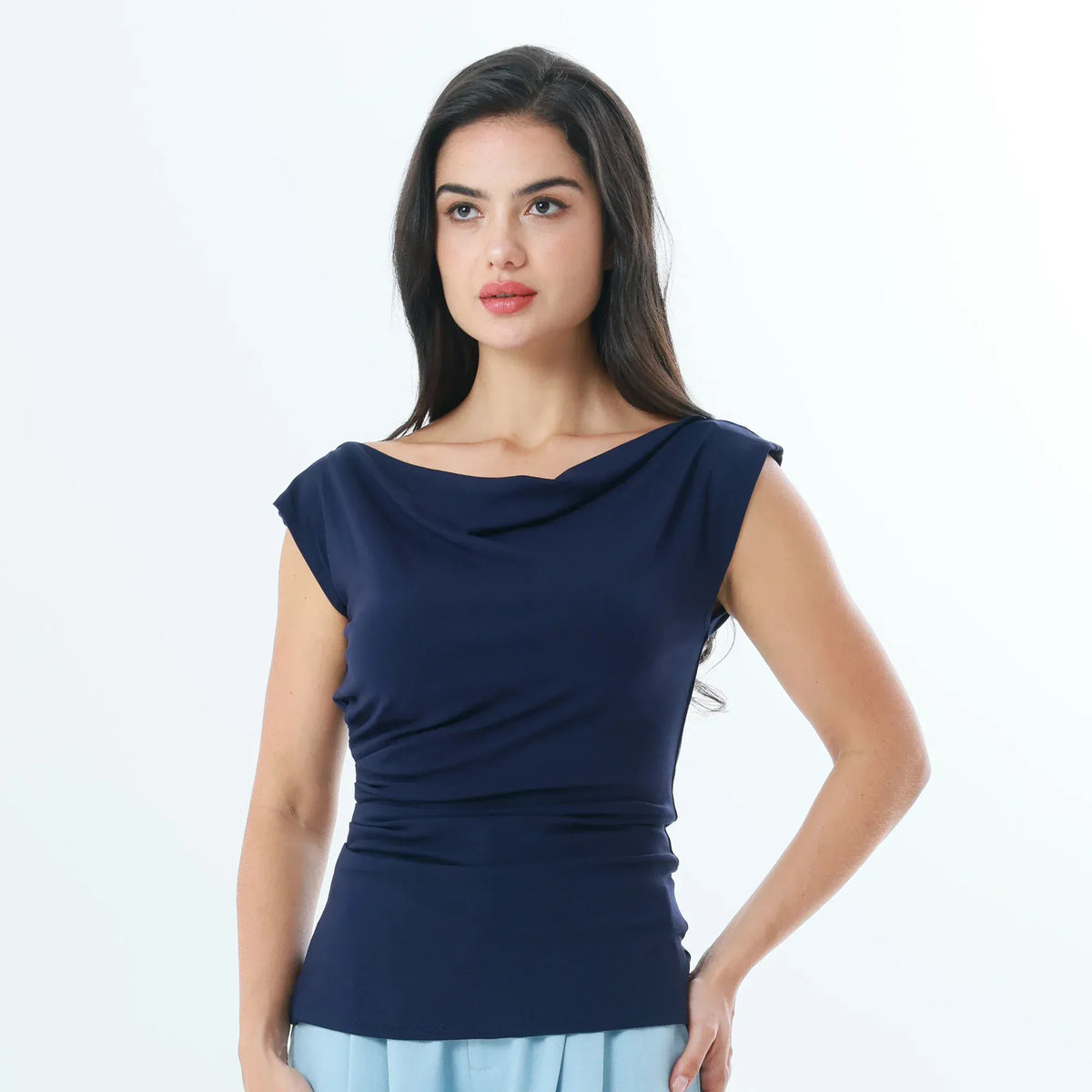 Navy Plain Fashion T-Shirt For Women Image