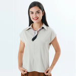 Beige Plain Fashion Blouse For Women Image