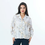 Grey Blue Floral Fashion Shirt For Women Image