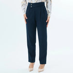 Navy Plain Fashion Pants For Women Image